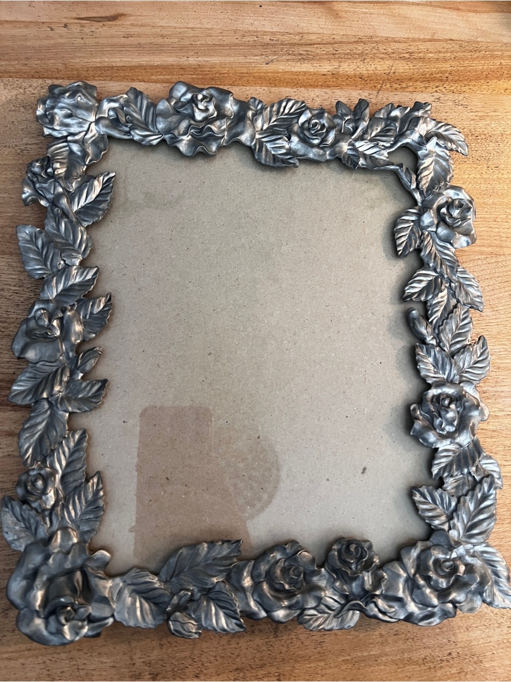 Ornate large pewter vintage Floral Picture Frame -